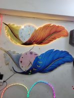 পাখির পাখার ডিজাইনের ঘড়ি RGB লাইট সহ - Image 4