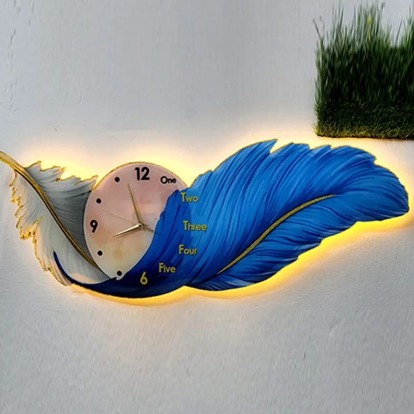 পাখির পাখার ডিজাইনের ঘড়ি RGB লাইট সহ